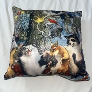 New Pillow Perfectly Perfect Paradisiac Possum Party Woodland Dance Throw Pillow